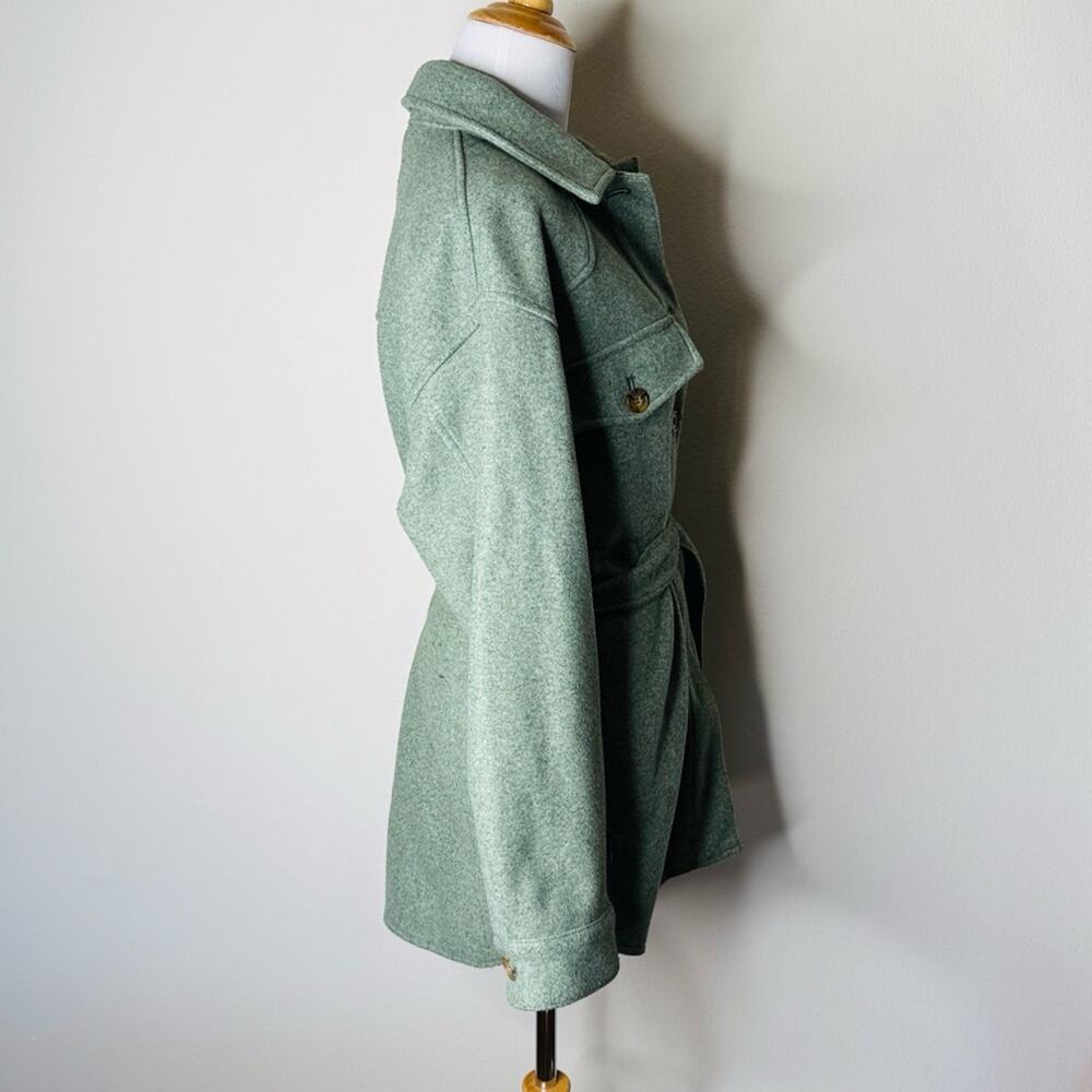 Zara Green Felt Belted Shacket - Picture 6 of 7